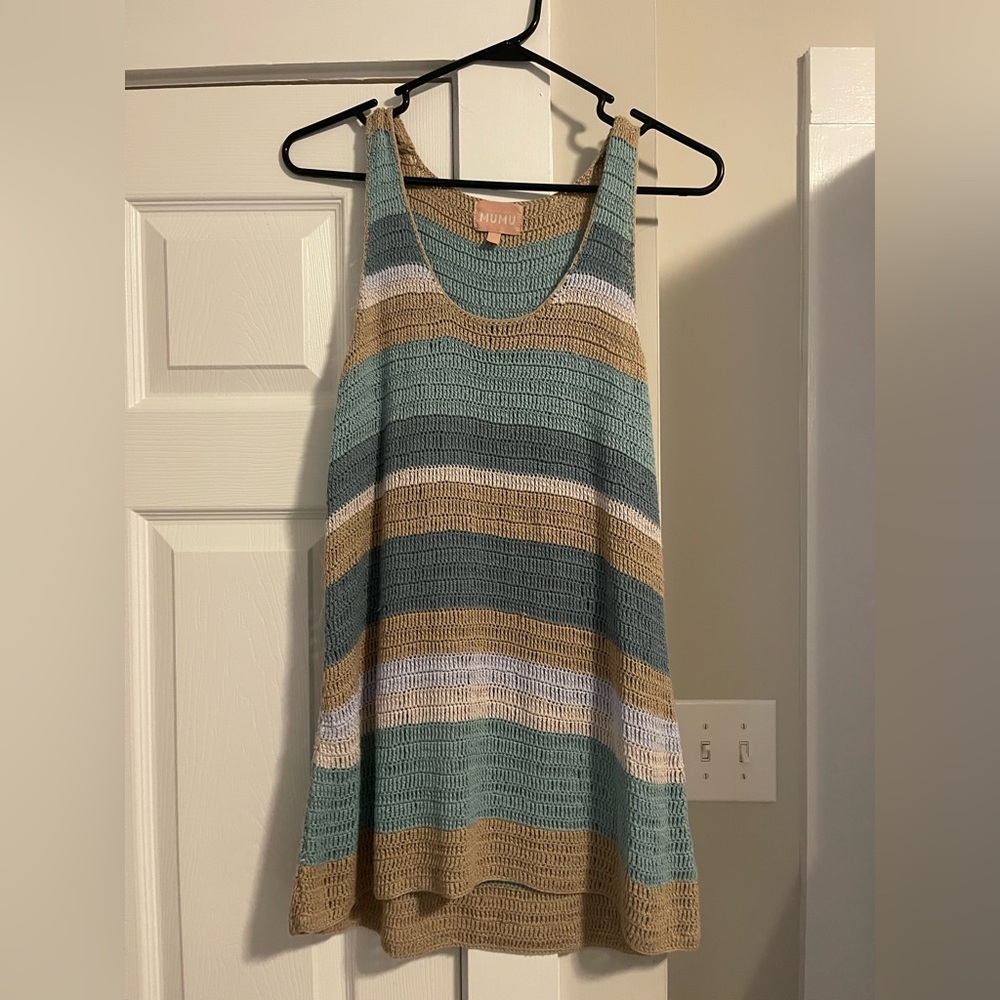 Striped Sleeveless Knit Coverup